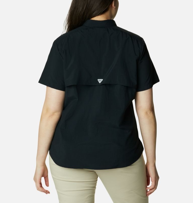 Women's Columbia PFG Bahama Short Sleeve Shirts Black | Plus Size CA-N5A14